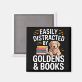 Easily Distracted By Goldens & Books - Golden Magneet (Voorkant / Achterkant)