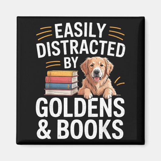 Easily Distracted By Goldens & Books - Golden Magneet (Voorkant)