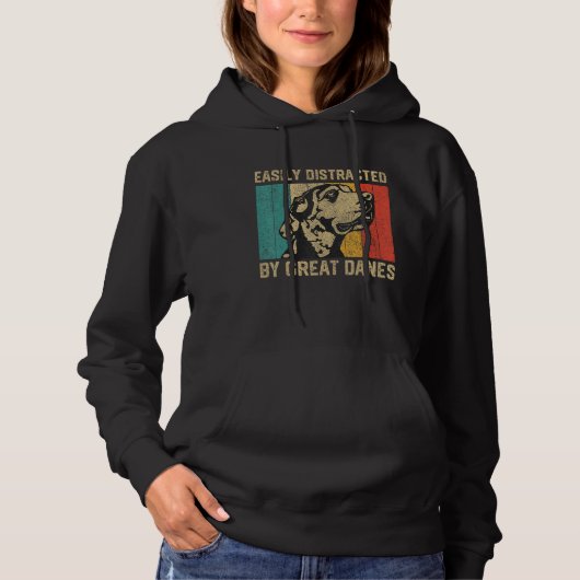 Easily Distracted By Great Dane Great Dane Hoodie (Voorkant)