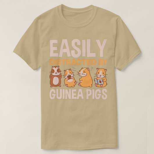 Easily Distracted By Guinea Pigs Funny Guinea Pig T-shirt (Design voorkant)