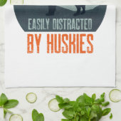 Easily Distracted By Huskies Dog Walking Theedoek (Gevouwen)