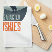 Easily Distracted By Huskies Dog Walking Theedoek (Quarter Fold)