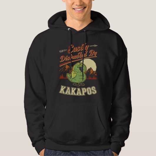 Easily distracted by Kakapos Night Parrot Kakapo Hoodie (Voorkant)