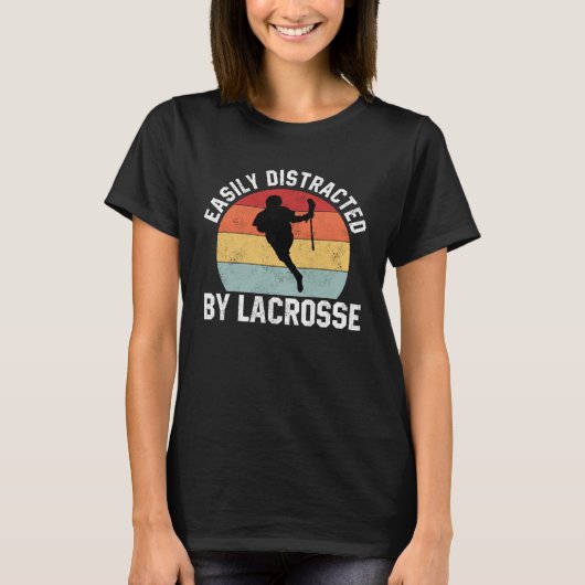 Easily Distracted By Lacrosse  Coach Player Sports T-shirt (Voorkant)