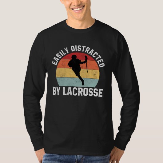 Easily Distracted By Lacrosse  Coach Player Sports T-shirt (Voorkant)