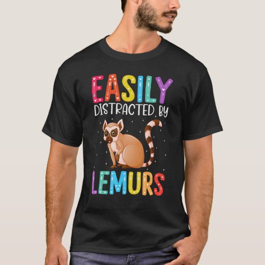 Easily Distracted By Lemurs Lemur T-shirt (Voorkant)