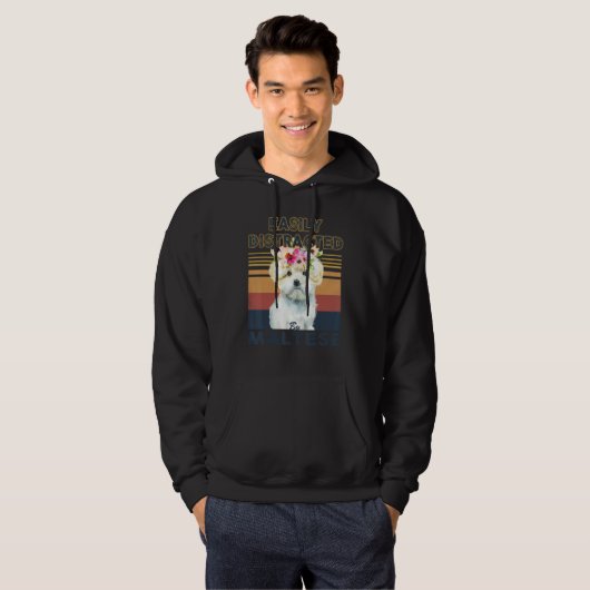Easily distracted by maltese dog hoodie (Voorkant volledig)