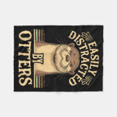 Easily Distracted By Otters Funny Otters Lovers Jo Fleece Deken (Voorkant (Horizontaal))