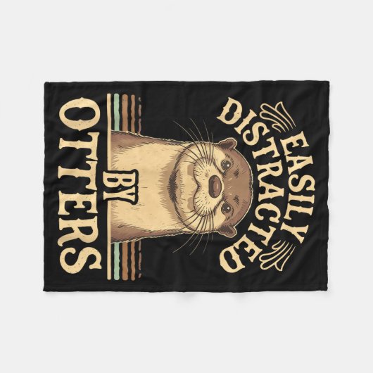 Easily Distracted By Otters Funny Otters Lovers Jo Fleece Deken (Voorkant (Horizontaal))