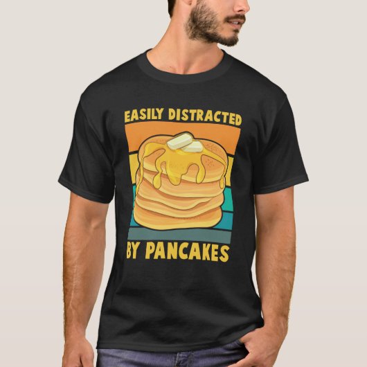 Easily Distracted By Pancakes Breakfast Pancake T-shirt (Voorkant)