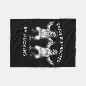 Easily Distracted By Peckers, Chicken Lover, Funny Fleece Deken (Voorkant (Horizontaal))