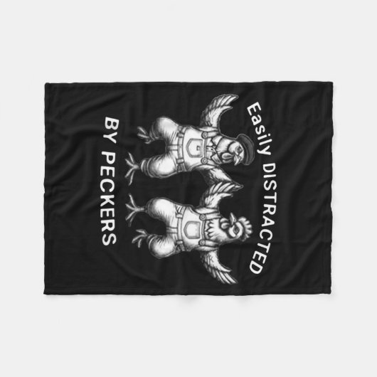 Easily Distracted By Peckers, Chicken Lover, Funny Fleece Deken (Voorkant (Horizontaal))