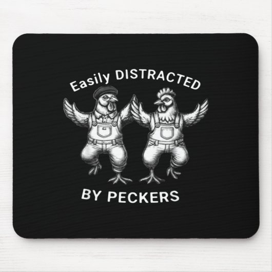 Easily Distracted By Peckers, Chicken Lover, Funny Muismat (Voorkant)