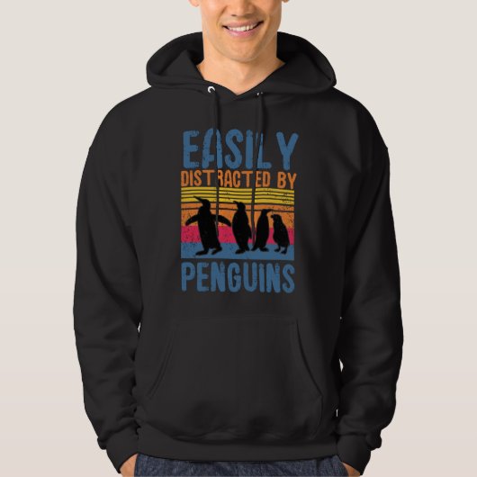 Easily Distracted By Penguins Bird Cute Animal Hoodie (Voorkant)