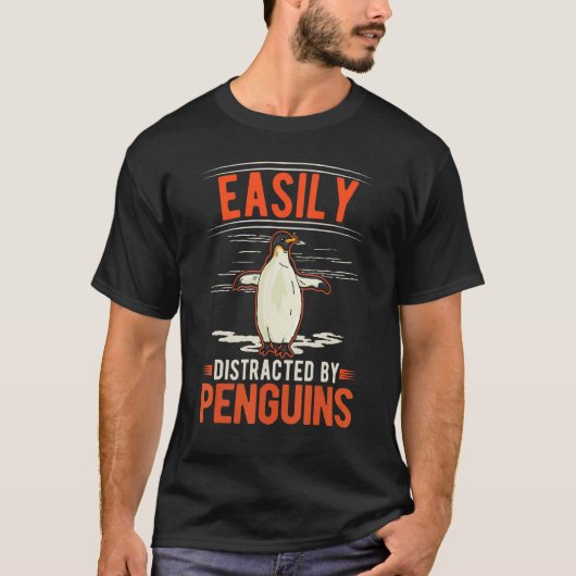 Easily distracted by Penguins T-shirt (Voorkant)
