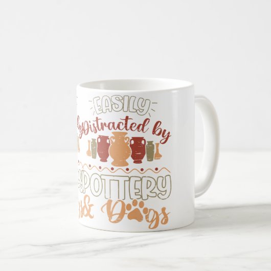 Easily Distracted By Pottery Dogs Pot Kiln Clay Po Koffiemok (Voorkant rechts)