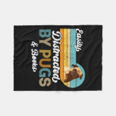 Easily Distracted By Pugs &amp; Books Dog Pets Lov Fleece Deken (Voorkant (Horizontaal))