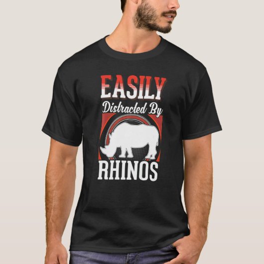 Easily distracted by Rhinos T-shirt (Voorkant)
