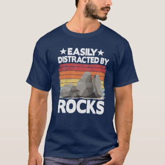 Easily Distracted By Rocks Collector Mineral Retro T-shirt
