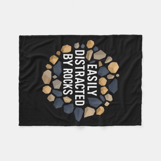 Easily Distracted By Rocks Funny Geology Rock Coll Fleece Deken (Voorkant (Horizontaal))