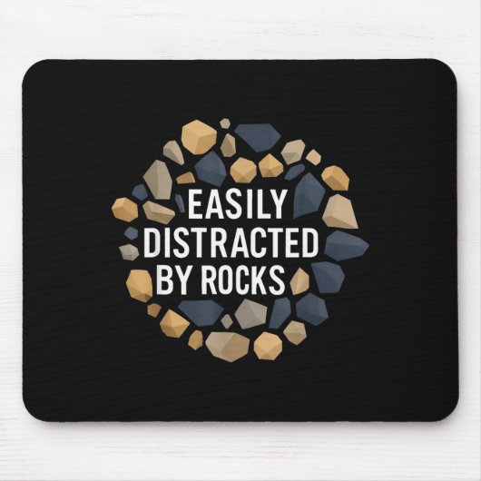Easily Distracted By Rocks Funny Geology Rock Coll Muismat (Voorkant)
