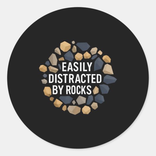 Easily Distracted By Rocks Funny Geology Rock Coll Ronde Sticker (Voorkant)