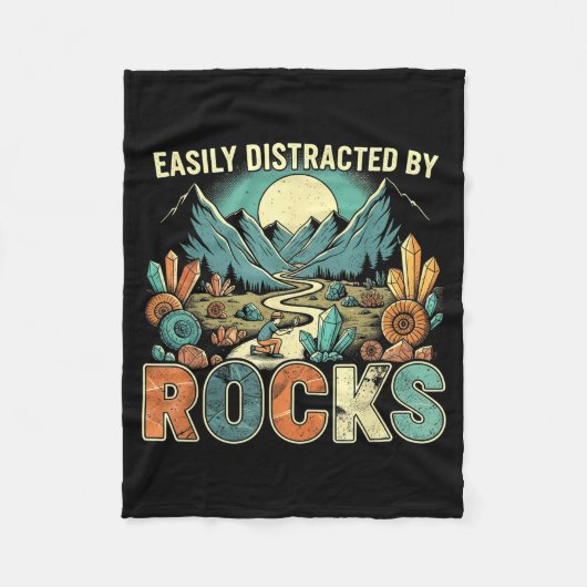 Easily Distracted By Rocks Geology Geologist Colle Fleece Deken (Voorkant)