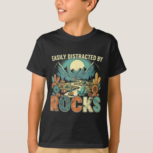 Easily Distracted By Rocks Geology Geologist Colle T-shirt (Voorkant)
