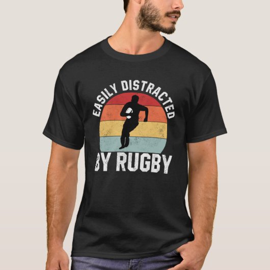 Easily Distracted By Rugby  Graphic Rugby Union T-shirt (Voorkant)