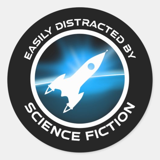 Easily Distracted By Science Fiction Ronde Sticker (Voorkant)