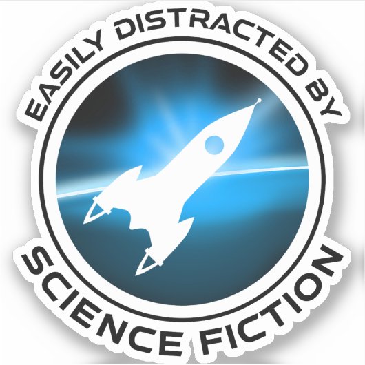 Easily Distracted By Science Fiction Sticker (Voorkant)