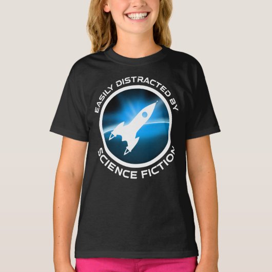 Easily Distracted By Science Fiction T-shirt (Voorkant)