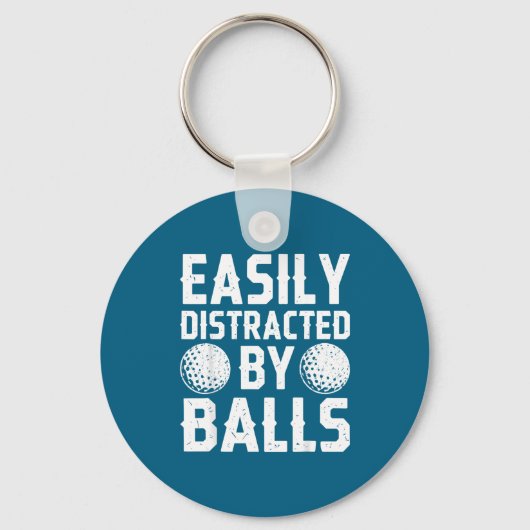 Easily Distracted By Shirt Funny Men Women Golf Lo Sleutelhanger (Voorkant)