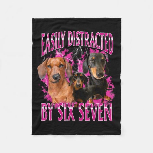 Easily Distracted By Six Seven 67 Meme Dachshund W Fleece Deken (Voorkant)