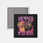 Easily Distracted By Six Seven 67 Meme Dachshund W Magneet (Voorkant / Achterkant)