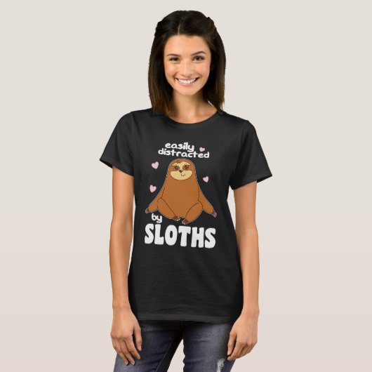 Easily Distracted By Sloths Cute Sloth T-shirt (Voorkant volledig)