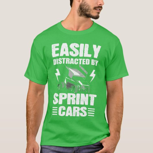 Easily Distracted By Sprint Cars Sprint Car Racing T-shirt (Voorkant)