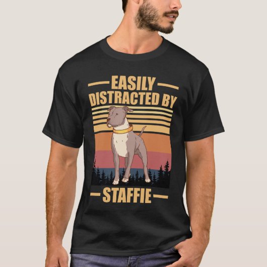 Easily Distracted By staffie Dog Lover T-shirt (Voorkant)