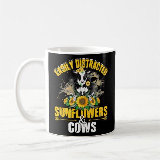 Easily Distracted By Sunflowers And Cows Funny Koffiemok (Links)