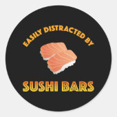 Easily Distracted By Sushi Bars Ronde Sticker (Voorkant)