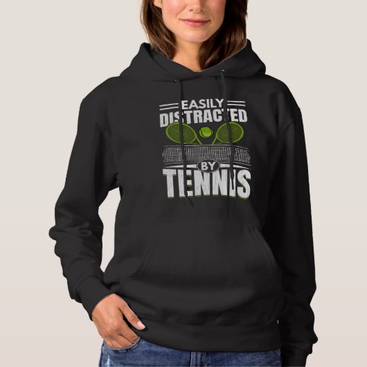 Easily Distracted By Tennis  Sports Player Graphic Hoodie (Voorkant)