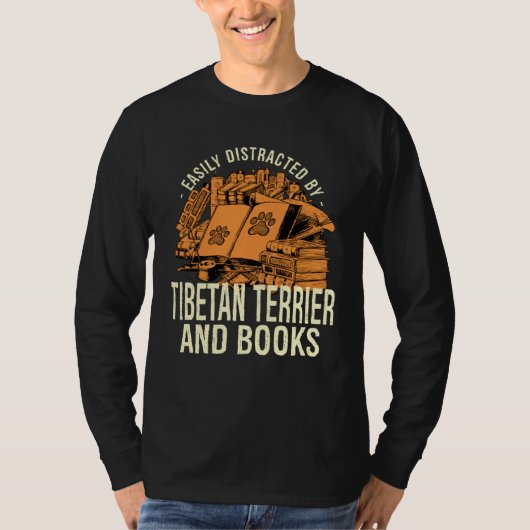 Easily Distracted By Tibetan Terrier And Books Tsa T-shirt (Voorkant)