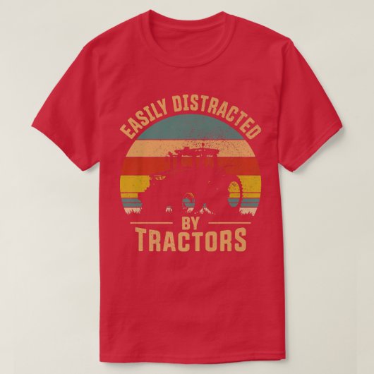 Easily Distracted By Tractors Farmer Tractor Funny T-shirt (Design voorkant)