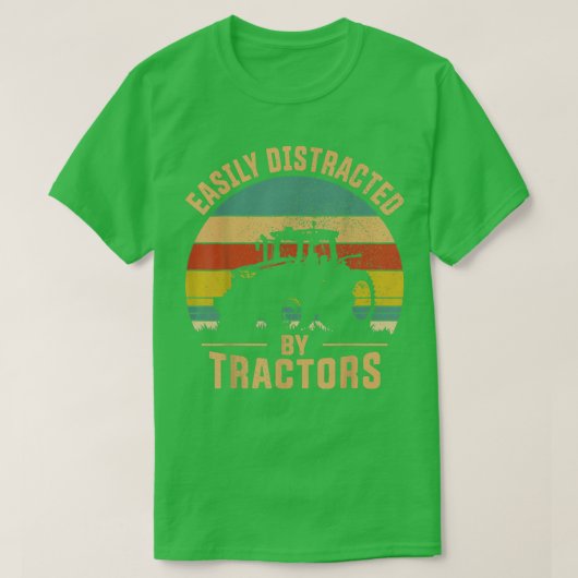 Easily Distracted By Tractors Farmer Tractor Funny T-shirt (Design voorkant)