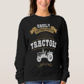 Easily Distracted By Tractors Mens Tractor Trui (Voorkant)