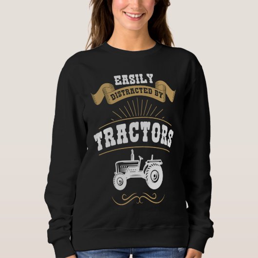 Easily Distracted By Tractors Mens Tractor Trui (Voorkant)