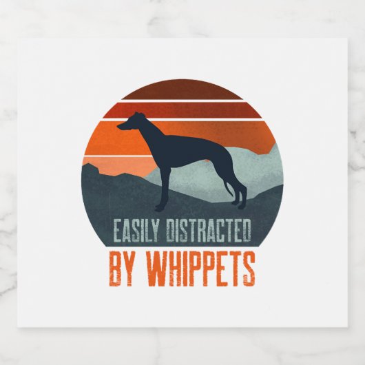 Easily Distracted By Whippets Dog Walking Sparkling Wijnetiket (Enkel label)