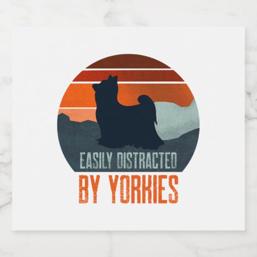 Easily Distracted By Yorkies Dog Walking Sparkling Wijnetiket (Enkel label)