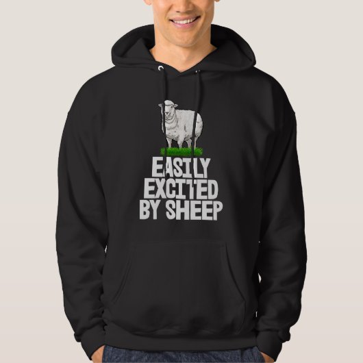 Easily Excited By White Sheep Furry Sheep Men Hoodie (Voorkant)