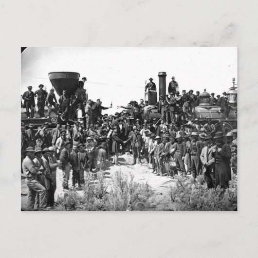 East and West Shaking Hands bij het laatste spoor Briefkaart (Voorkant)